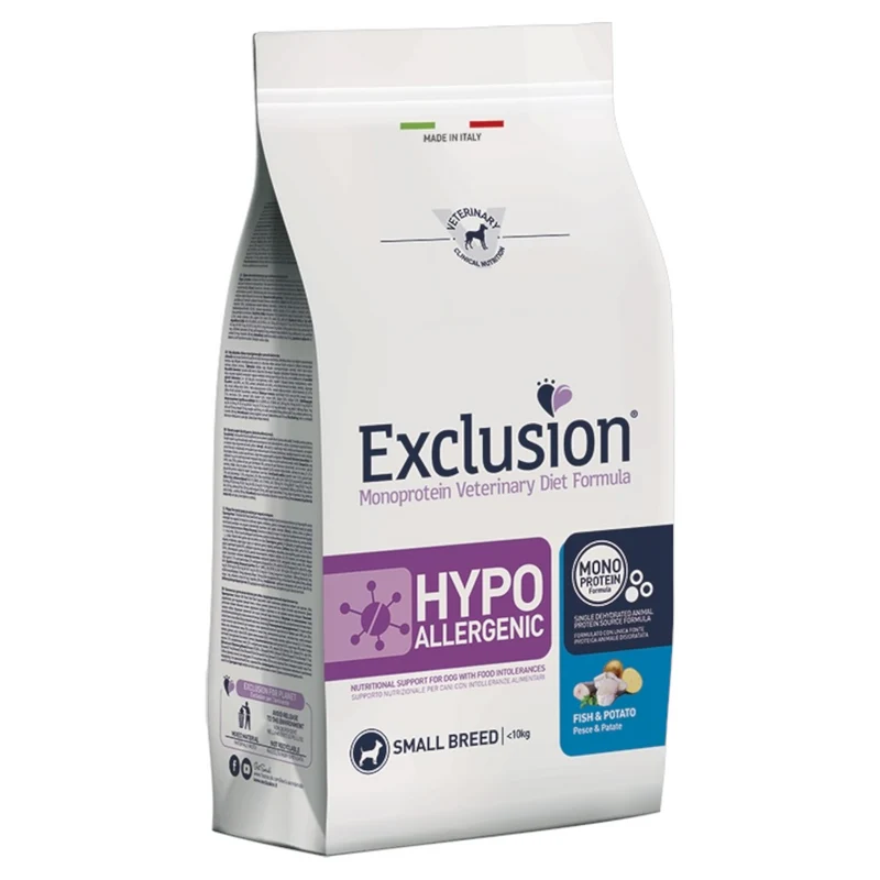 EXCLUSION Cane Hypoallergenic Small Adult Pesce e Patate 2Kg