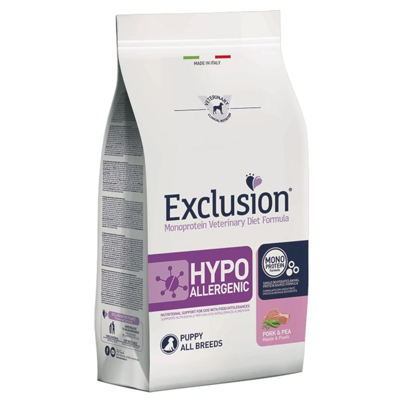 EXCLUSION Cane Hypoallergenic All Breed Puppy Maiale e Piselli 2Kg