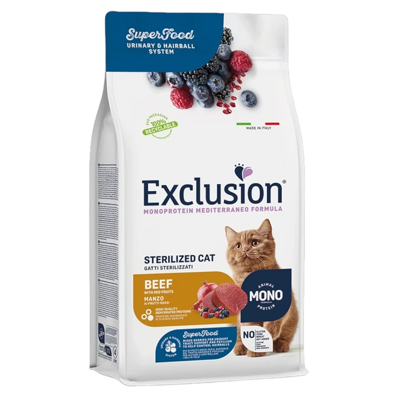 EXCLUSION Gatto Sterilised Manzo 1,5Kg
