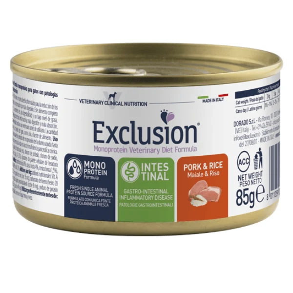 EXCLUSION Gatto Intestinal Maiale e Riso 85gr