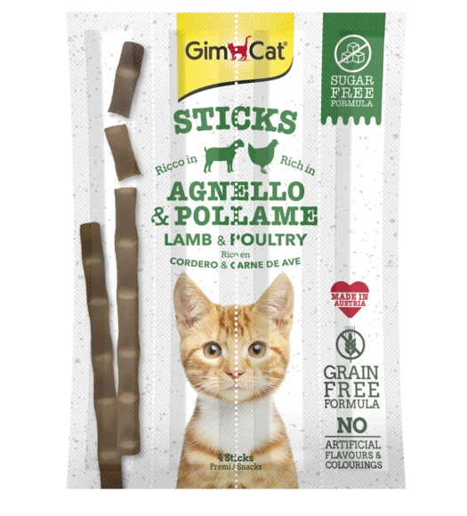 GimCat Sticks Agnello & Pollame Snack Per Gatti 4 Pz