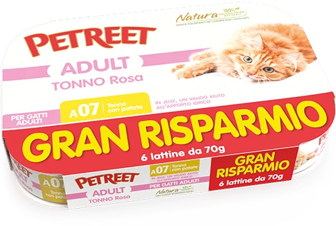 Petreet A07 Adult Tonno Rosa e Patate 6x70g Cibo Umido per Gatti