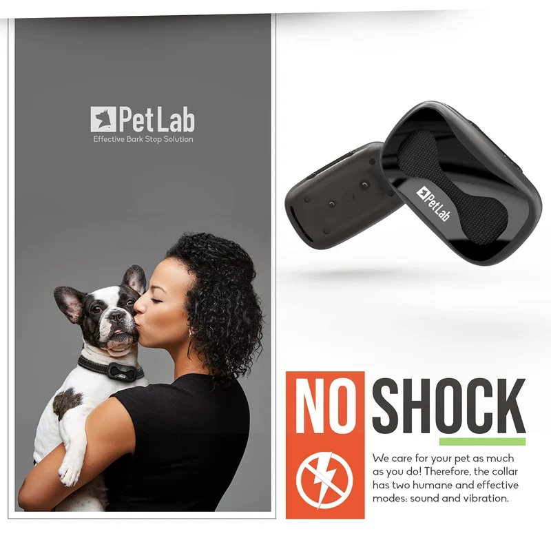 PetLab Collare Antiabbaio per Cani Collari Addestramento Collare Anti Abbaio Cani di Piccola Grande Talia Vibrazione Educativo Stop Abbaiare Dispositivo Antiabbaio Cane Anti Bark Collar