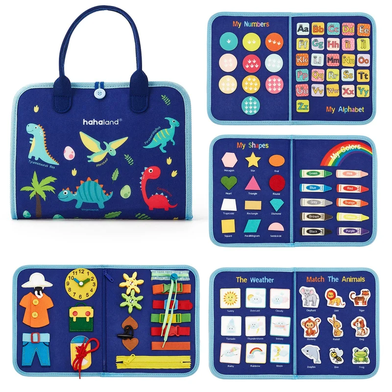 hahaland Giochi Montessori 2 Anni Busy Board di Feltro - Montessori 2 3 4 Anni Pannello Sensoriale Quiet Book - Giochi Educativi Bimba Bimbo Regalo Compleanno Natale