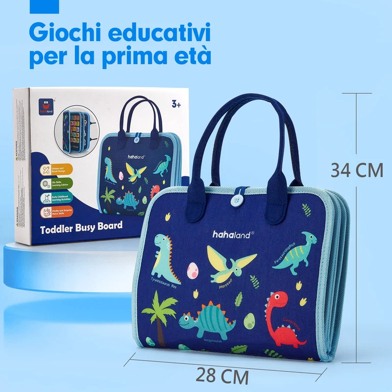 hahaland Giochi Montessori 2 Anni Busy Board di Feltro - Montessori 2 3 4 Anni Pannello Sensoriale Quiet Book - Giochi Educativi Bimba Bimbo Regalo Compleanno Natale