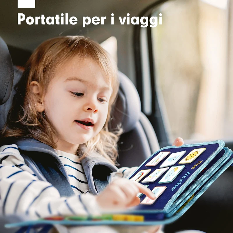 hahaland Giochi Montessori 2 Anni Busy Board di Feltro - Montessori 2 3 4 Anni Pannello Sensoriale Quiet Book - Giochi Educativi Bimba Bimbo Regalo Compleanno Natale