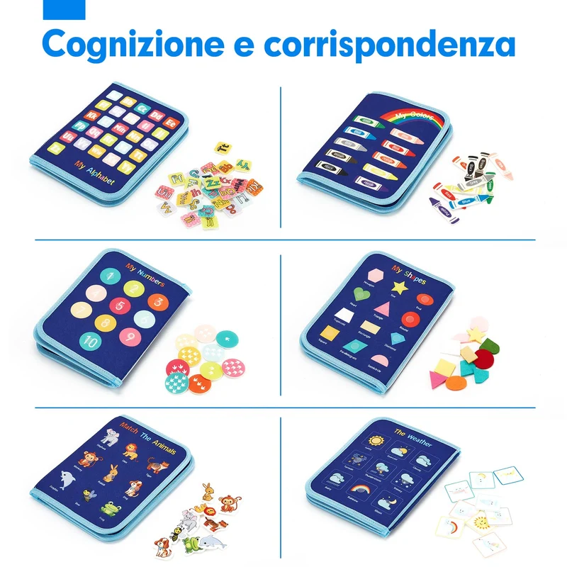 hahaland Giochi Montessori 2 Anni Busy Board di Feltro - Montessori 2 3 4 Anni Pannello Sensoriale Quiet Book - Giochi Educativi Bimba Bimbo Regalo Compleanno Natale