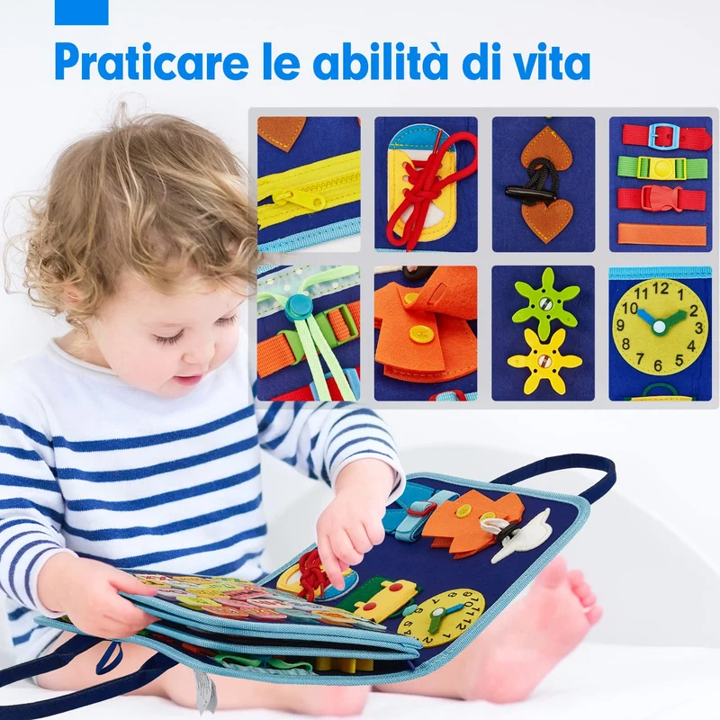 hahaland Giochi Montessori 2 Anni Busy Board di Feltro - Montessori 2 3 4 Anni Pannello Sensoriale Quiet Book - Giochi Educativi Bimba Bimbo Regalo Compleanno Natale