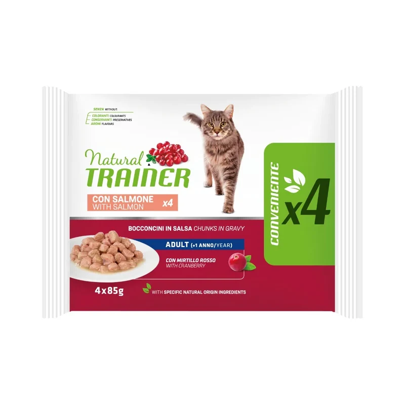 Natural Trainer Adult con Salmone 4x85g - Gatti Adulti