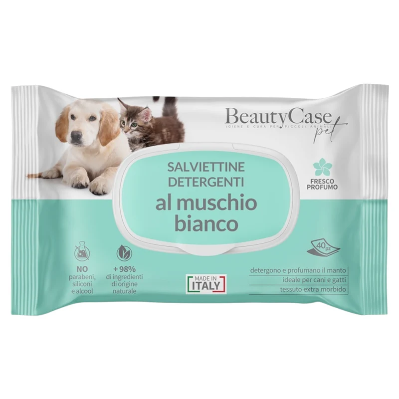 BEAUTY CASE Salviette Detergenti Muschio Bianco 40pz