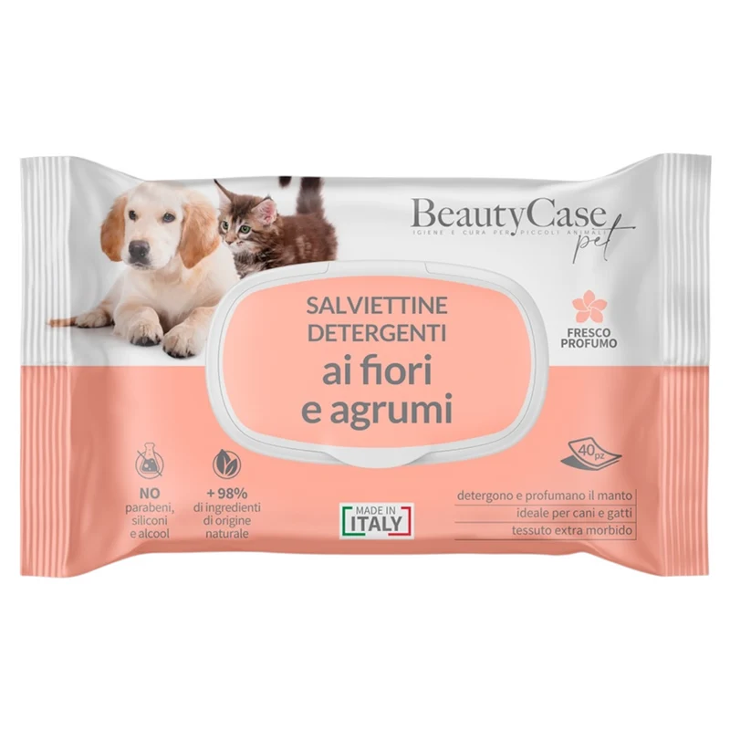 BEAUTY CASE Salviette Detergenti Fiori e Agrumi 40pz
