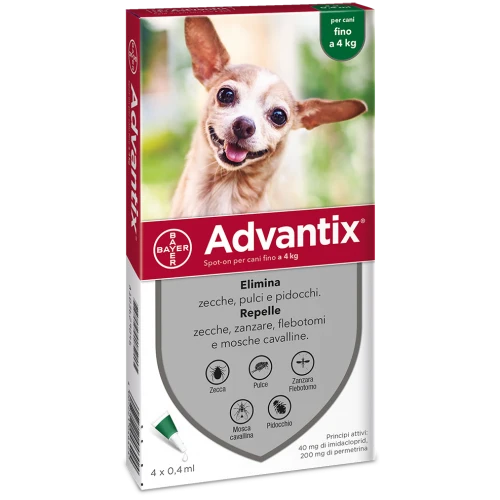 ELANCO Bayer Advantix fino a 4Kg (4 Pipette)