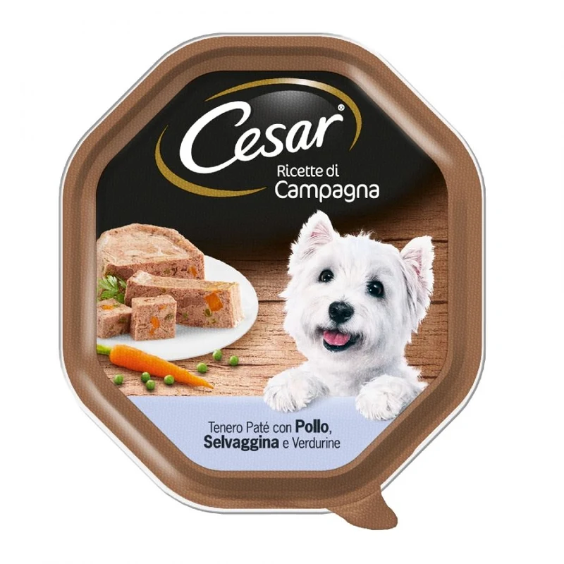 Cesar Ricette di Campagna Pollo Selvaggina e Verdurine 150g - Cibo Umido per Cani