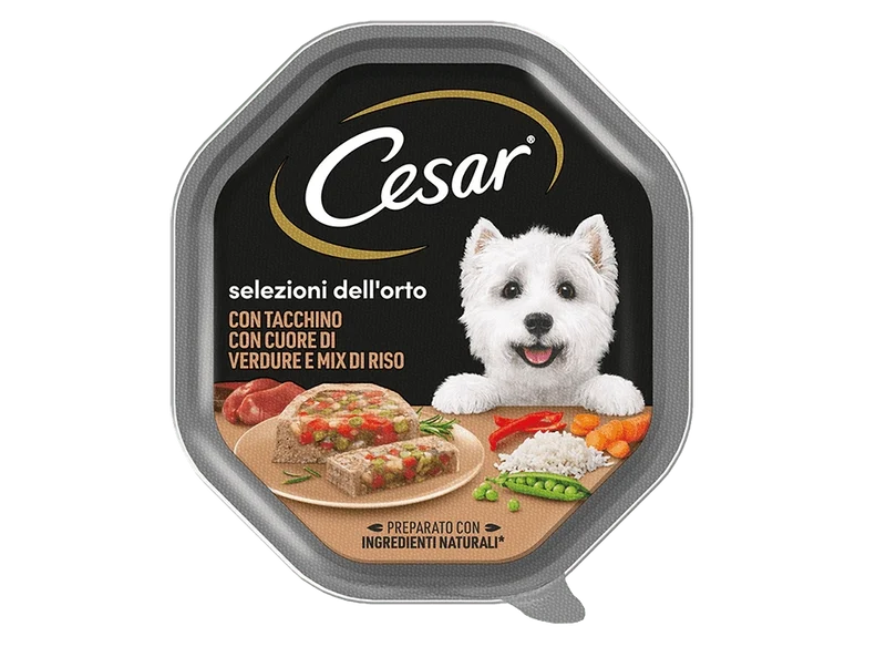 Cesar Selezioni dell'Orto con Tacchino, Verdure e Mix di Riso 150g - Cibo Umido per Cani