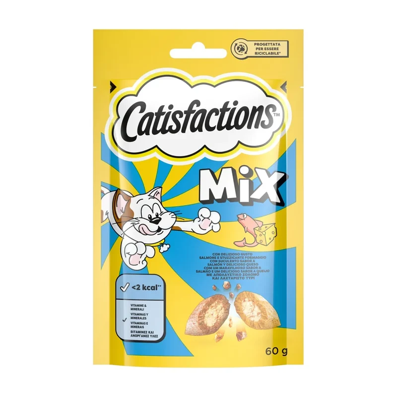 Catisfactions Salmone Formaggio 60g - Snack Gatto Croccante