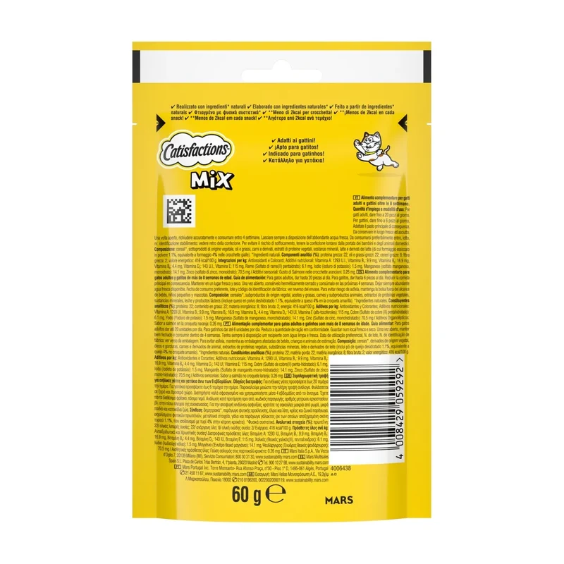 Catisfactions Salmone Formaggio 60g - Snack Gatto Croccante