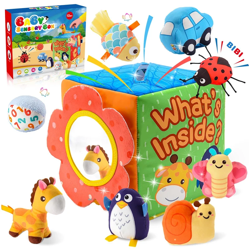 HappyGoLucky Giochi Neonato 0-12 Mesi, Giochi Sensoriali per Neonati Regali Natale Bambini Giochi Montessori 6 Mesi Giochi per Neonati 0-3 Mesi Animali Giocattolo per Bambini Regalo Bambino