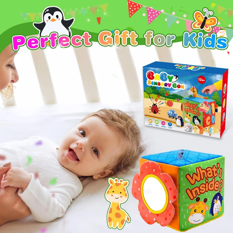 HappyGoLucky Giochi Neonato 0-12 Mesi, Giochi Sensoriali per Neonati Regali Natale Bambini Giochi Montessori 6 Mesi Giochi per Neonati 0-3 Mesi Animali Giocattolo per Bambini Regalo Bambino