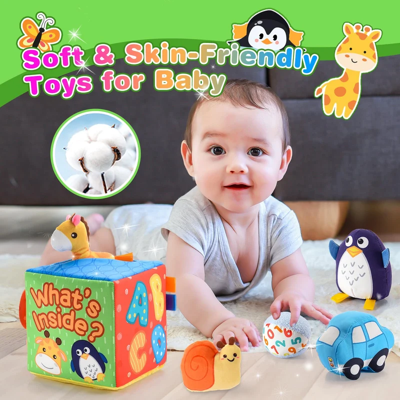HappyGoLucky Giochi Neonato 0-12 Mesi, Giochi Sensoriali per Neonati Regali Natale Bambini Giochi Montessori 6 Mesi Giochi per Neonati 0-3 Mesi Animali Giocattolo per Bambini Regalo Bambino