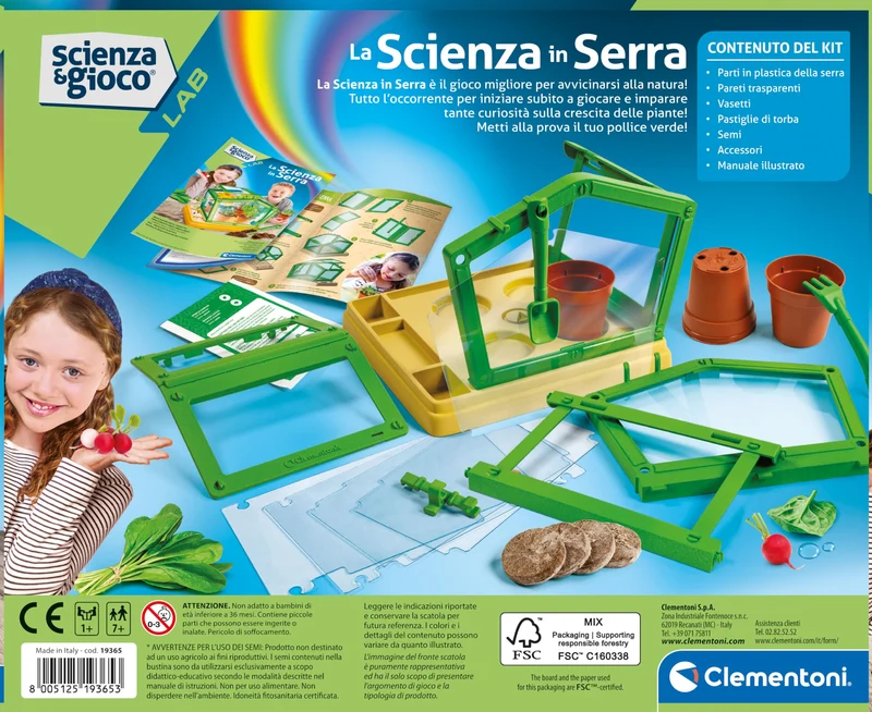 Clementoni - 19365 - Scienza E Gioco Lab - La Scienza In Serra - Orto Botanico, Serra Bambini, Kit Piante Da Coltivare, Laboratorio Scientifico 7 Anni, Esperimenti Scienza, In Italiano, Made In Italy