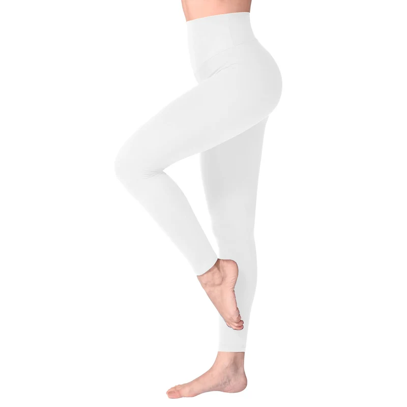 SINOPHANT Leggins Vita Alta Donna, Leggings Donna Fitness Pantaloni Yoga Controllo della Pancia Opaco Elastici Morbido per Sportivi o Casual,S-M,Bianco