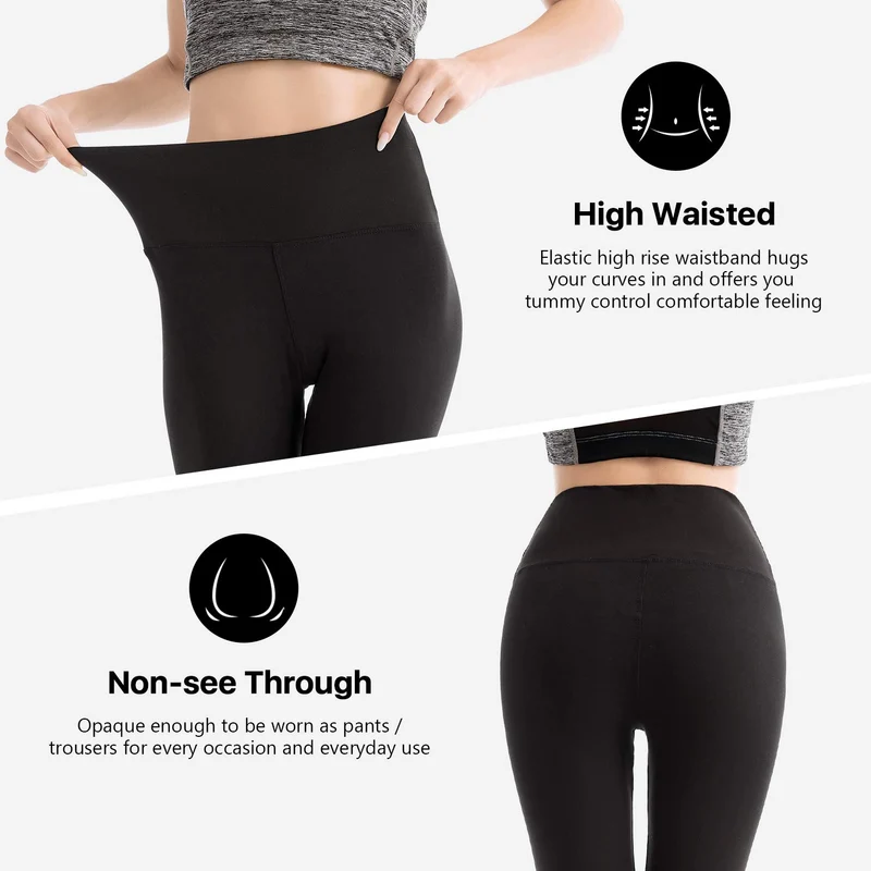 SINOPHANT Leggins Vita Alta Donna, Leggings Donna Fitness Pantaloni Yoga Controllo della Pancia Opaco Elastici Morbido per Sportivi o Casual,S-M,Beige Bianco