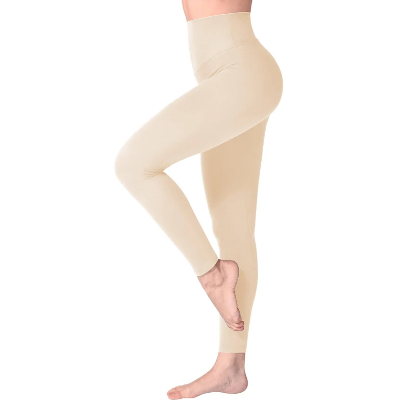 SINOPHANT Leggins Vita Alta Donna, Leggings Donna Fitness Pantaloni Yoga Controllo della Pancia Opaco Elastici Morbido per Sportivi o Casual,S-M,Beige