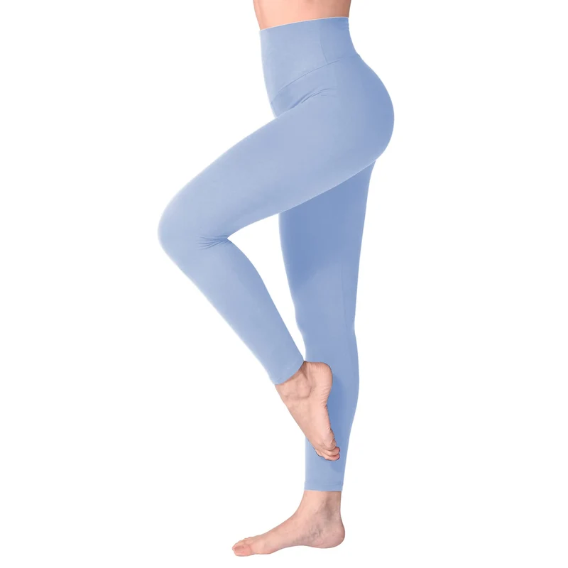 SINOPHANT Leggins Vita Alta Donna, Leggings Donna Fitness Pantaloni Yoga Controllo della Pancia Opaco Elastici Morbido per Sportivi o Casual,S-M,Azzurro