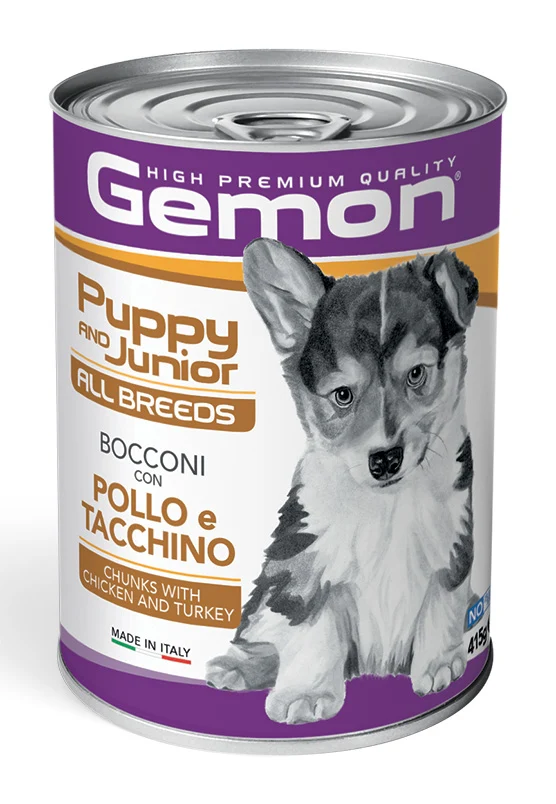 Gemon All Breeds Puppy & Junior Bocconi con Pollo e Tacchino 415g