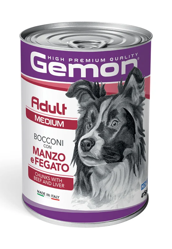 Gemon Adult Medium Bocconi con Manzo e Fegato 415g