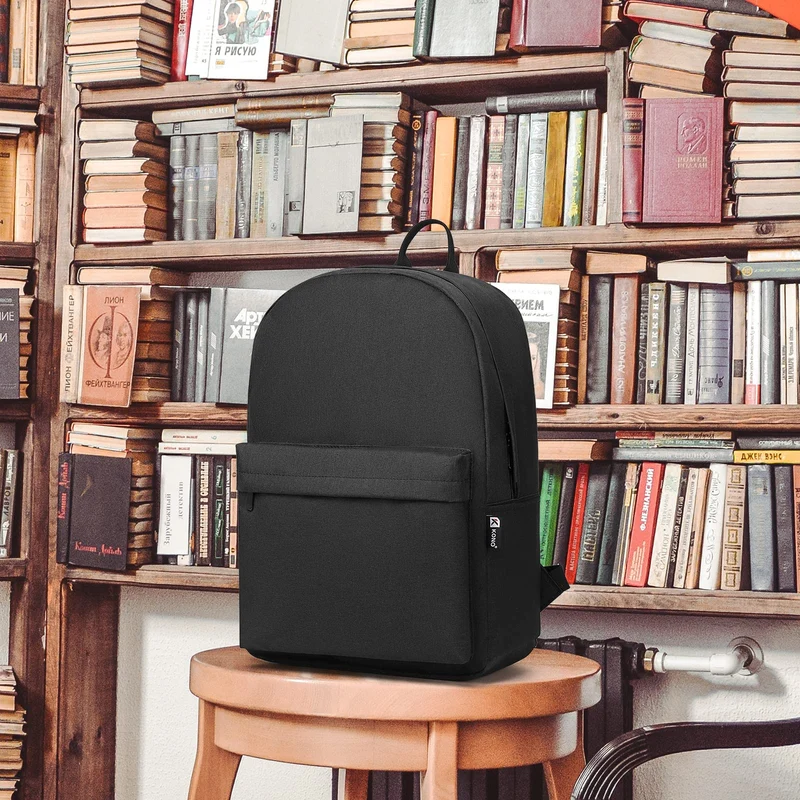 KONO Zaino casual, zaino scuola leggero 15,4 pollici Laptop Bag per viaggi lavoro scuola affari sport (Nero)