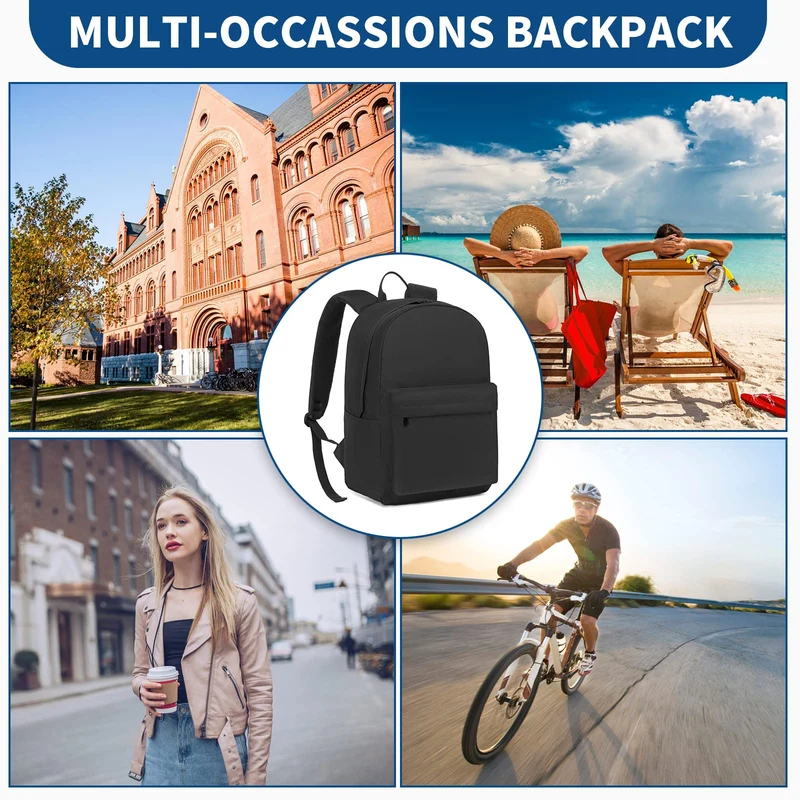 KONO Zaino casual, zaino scuola leggero 15,4 pollici Laptop Bag per viaggi lavoro scuola affari sport (Nero)