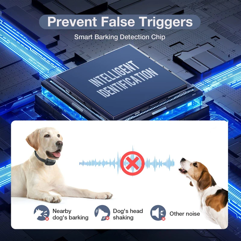 MASBRILL Collare Antiabbaio, Collare Antiabbaio Ricaricabile per Cani di Piccola Media Grande Taglia, Dispositivo Antiabbaio con Suono e Vibrazione 7 Livelli di Sensibilità - Blu