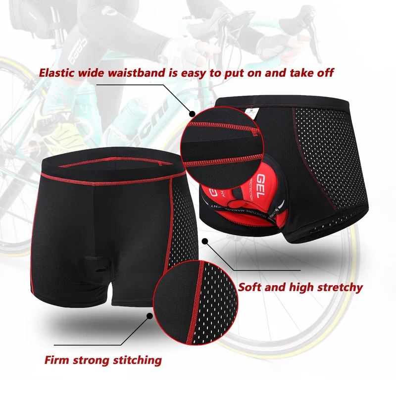 SOLO ACTFIT Pantaloncini Intimo Ciclismo da Uomo MTB Ciclismo Mutande Gel 3D Imbottite Bicicletta Pants Traspiranti Antiscivolo