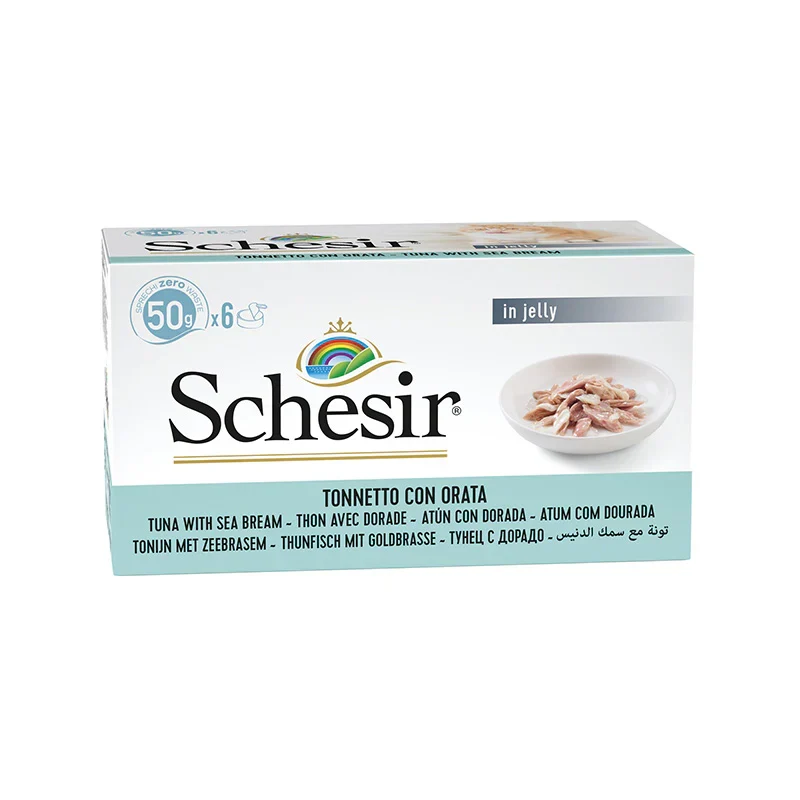 Schesir Tonnetto con Orata in Gelatina 6x50g - Cibo Umido per Gatti