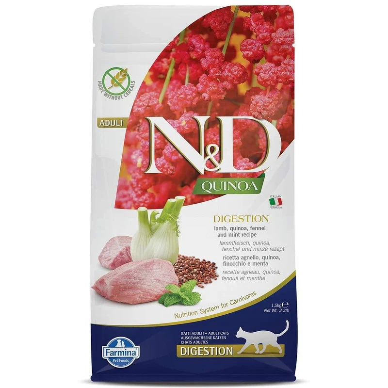 Farmina N&D Quinoa Digestion Agnello 1,5kg Crocchette per Gatti