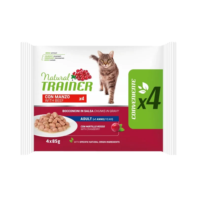 Natural Trainer Adult con Manzo 4x85g - Gatti Adulti
