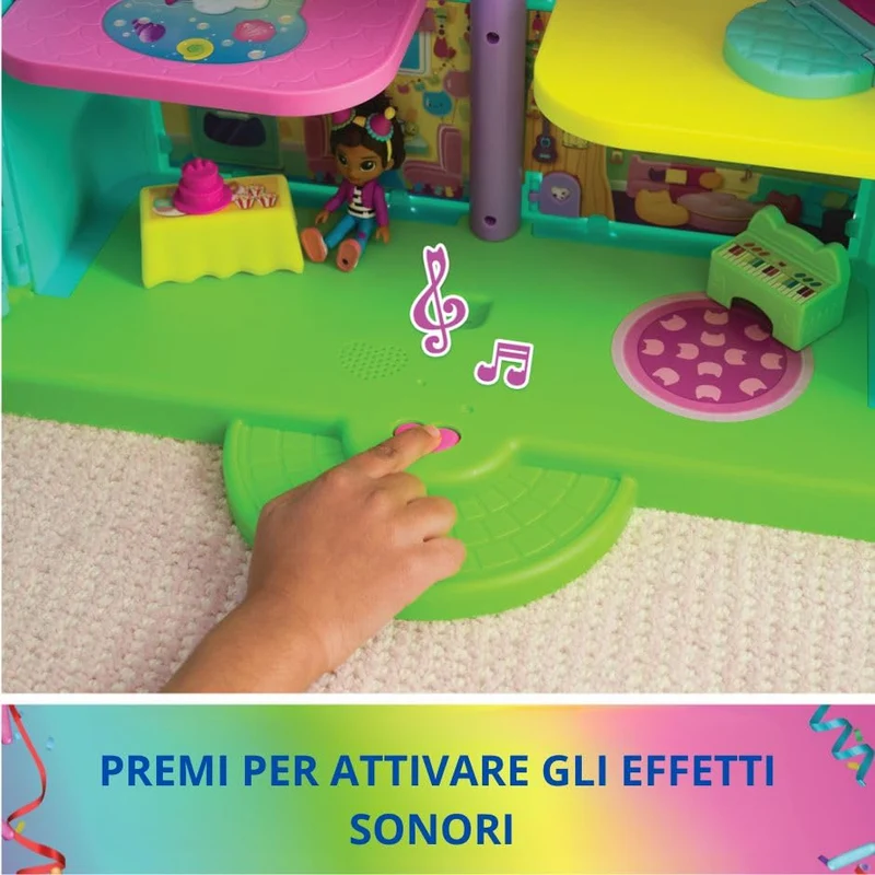 Gabby's Dollhouse, la Casa delle Bambole di Gabby a Tema Festa, 15 Pezzi a Tema Arcobaleno, Personaggi e Mobili per la Casa delle Bambole con Effetti Sonori, Alta 60 cm, 3+ Anni