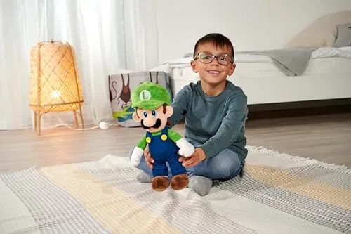 Simba- Mario peluche Luigi, 109231011, +0 mesi, morbido personaggio del famoso gioco, adatto dai primi mesi di vita