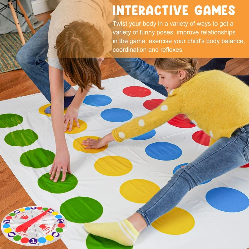 WUGU Twisting Gioco, Gioco di Gruppo con Pad, Family Floor Gioco di società, Giochi di abilità di Squadra, Adatto per Feste di Compleanno e Riunioni (Punto Rotondo)