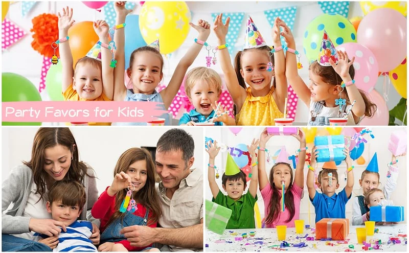 28 Portachiavi Animale con Pop Fidget Toys Antistress,Portachiavi Bambini Gadget Compleanno Bambini ,Regalini Fine Festa Compleanno Perfetti per Ragazzi e Ragazze