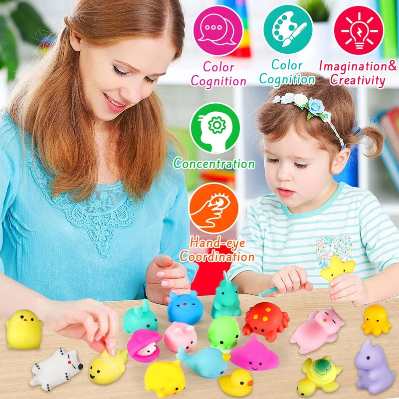 Purpledi Squeeze Toys Squishy Giocattoli 50 pezzi per Feste per Bambini, Giocattoli Antistress da Spremere Morbidi , Regalo di Natale,Regalini Fine Festa Compleanno