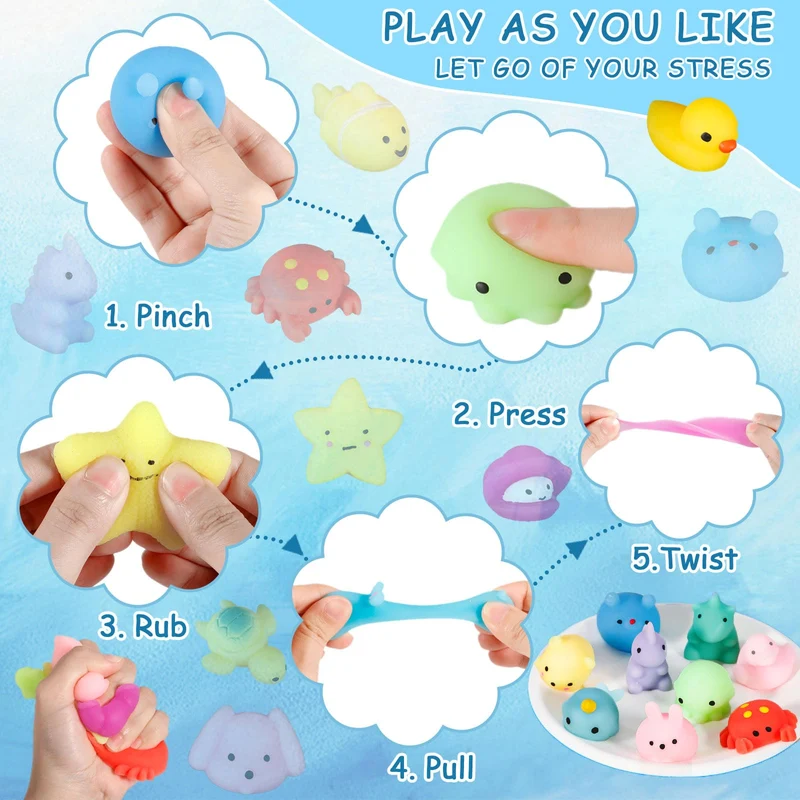 Purpledi Squeeze Toys Squishy Giocattoli 50 pezzi per Feste per Bambini, Giocattoli Antistress da Spremere Morbidi , Regalo di Natale,Regalini Fine Festa Compleanno