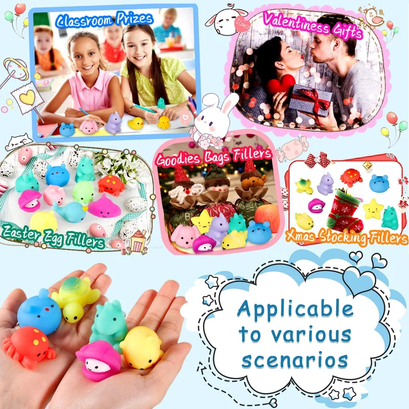 Purpledi Squeeze Toys Squishy Giocattoli 50 pezzi per Feste per Bambini, Giocattoli Antistress da Spremere Morbidi , Regalo di Natale,Regalini Fine Festa Compleanno