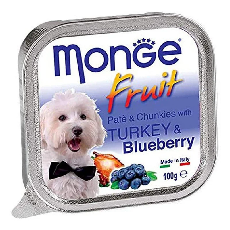 Monge Fruit Paté con Bocconcini con Tacchino e Mirtilli 100g - Cibo Umido per Cani