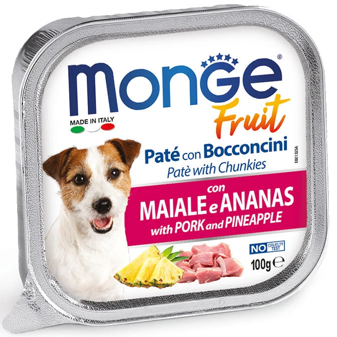 Monge Fruit Paté con Bocconcini con Maiale e Ananas 100g - Cibo Umido per Cani