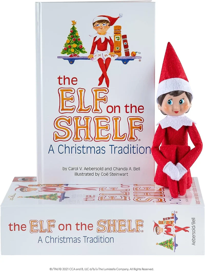 Elf on The Shelf | Elfo Natale Pupazzo | Femmina Elfo con Libro per Bambini in Inglese | Elfo sulla Mensola