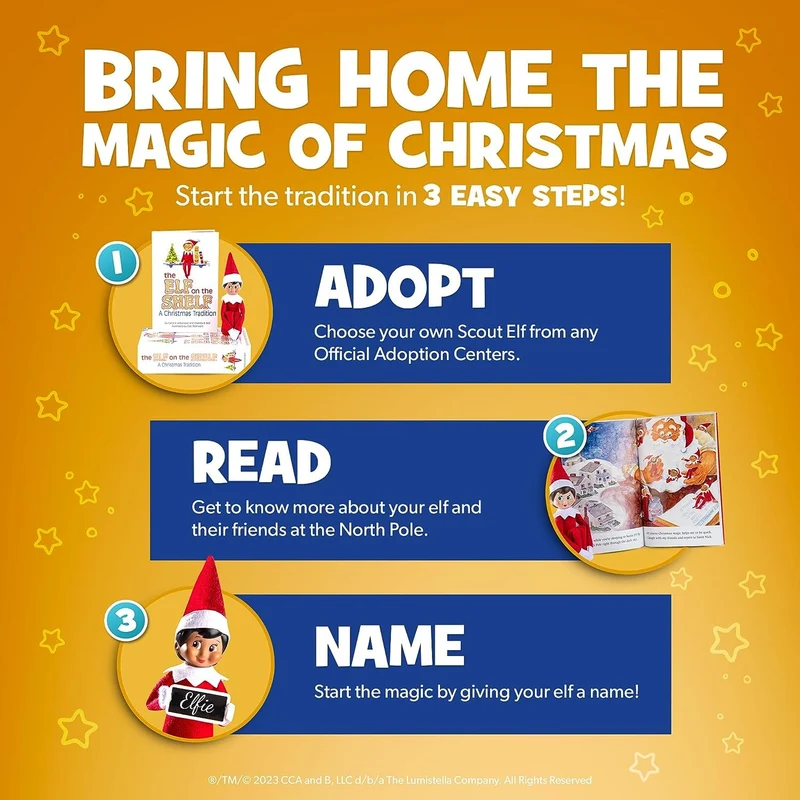 Elf on The Shelf | Elfo Natale Pupazzo | Femmina Elfo con Libro per Bambini in Inglese | Elfo sulla Mensola