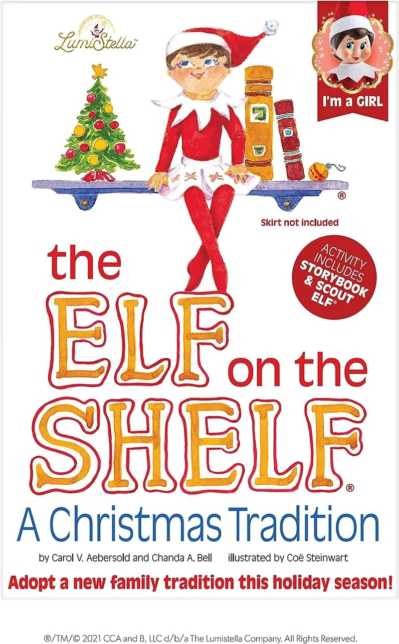 Elf on The Shelf | Elfo Natale Pupazzo | Femmina Elfo con Libro per Bambini in Inglese | Elfo sulla Mensola