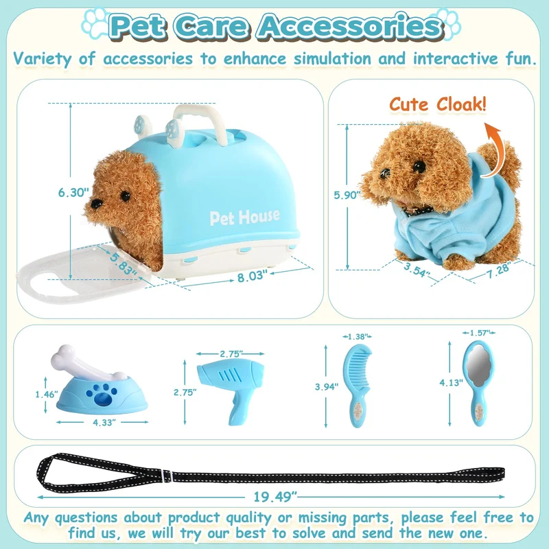 Nuheby Elettronico Cane Giocattolo che Cammina e Abbaia, Peluche Cane Robot con Cassa, Guinzaglio e Mantello, Cagnolino che Abbaia e Cammina, Animali Giocattolo per Bambini Giochi Bambini 2 3 4 5 Anni